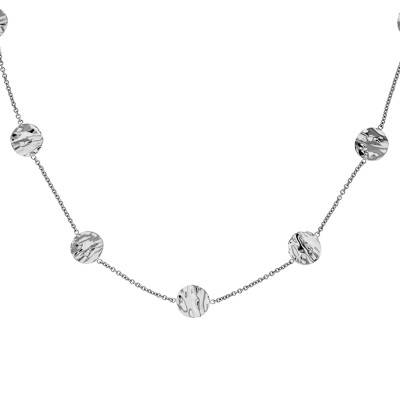 375/1000 White Gold Crinkled Disc Necklace, 45 cm - Maison Ballet by Scarlett
