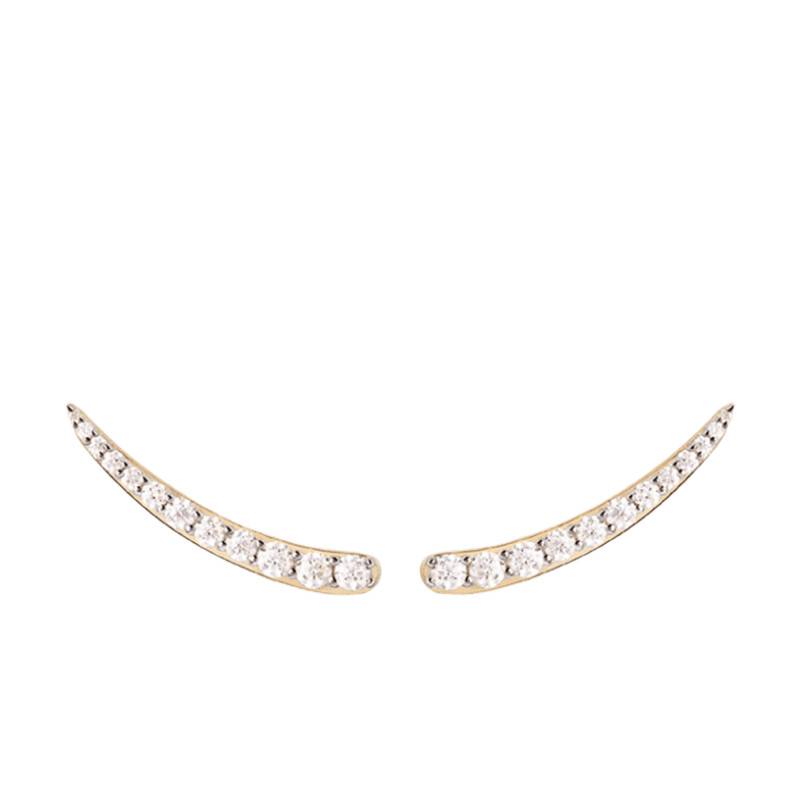 Gold-Plated Sterling Silver White Zirconia Riga Ear Climbers Earrings - AR01-C92 - Pdpaola