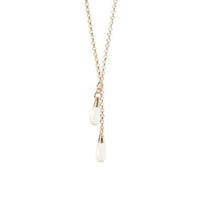 Collier Sautoir Tango en Argent Doré & Cristal de Roche, Longueur 65 cm - CO01-927 - Pdpaola