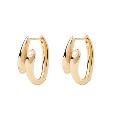 Caramelle Gold-Plated Sterling Silver & White Cubic Zirconia Hoop Earrings - AR01-E04 - Pdpaola