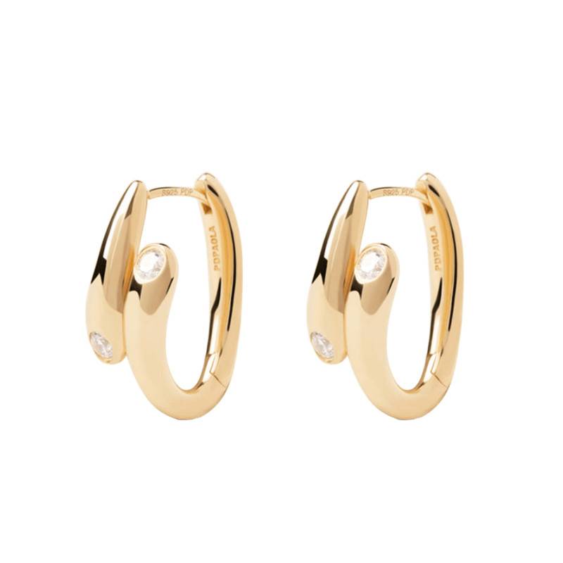 Caramelle Gold-Plated Sterling Silver & White Cubic Zirconia Hoop Earrings - AR01-E04 - Pdpaola