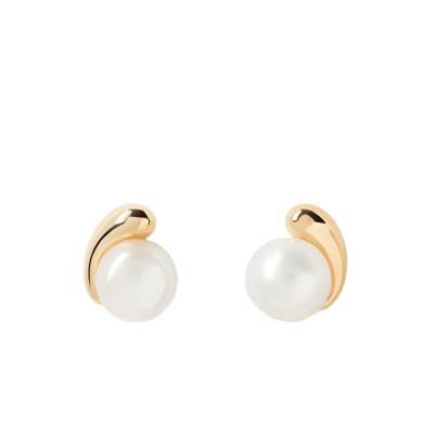 La Perla 925/1000 Gold-Plated Silver & Freshwater Pearl Drop Earrings - AR01-E68 - Pdpaola