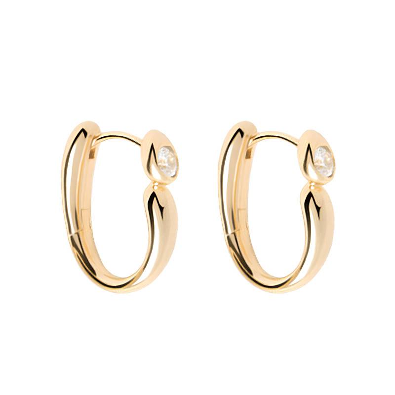 Becca Gold-Plated Silver & White Zirconia Hoop Earrings - AR01-E02 - Pdpaola