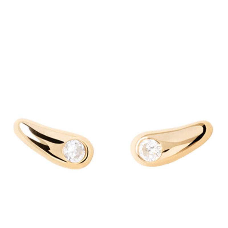 Serena Gold-Plated Silver & White Cubic Zirconia Stud Earrings - AR01-E63 - Pdpaola