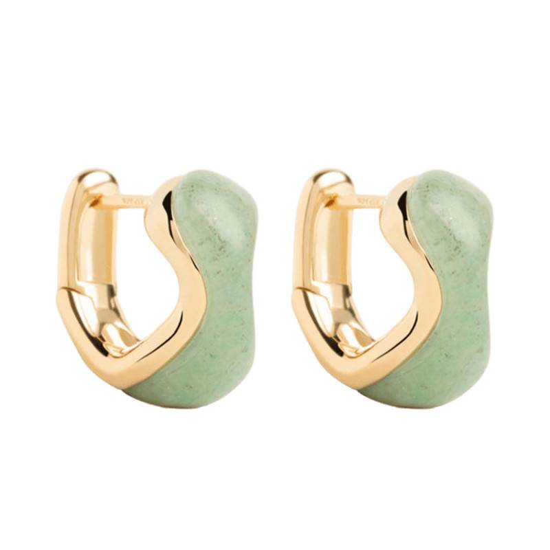 Musa Gold-Plated Sterling Silver & Green Aventurine Hoop Earrings - AR01-D59 - Pdpaola