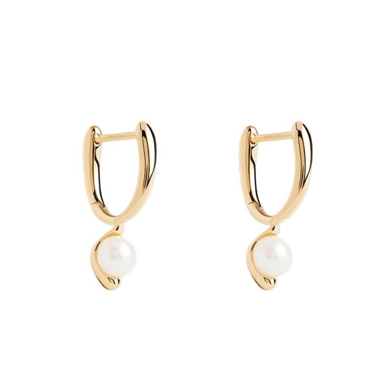 La Perla Mini 925/1000 Gold-Plated Silver & Freshwater Pearl Drop Earrings - AR01-E69 - Pdpaola