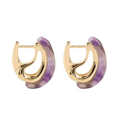 "Gold-Plated Silver Purple Amethyst Brisa Hoop Earrings - AR01-D50" - Pdpaola