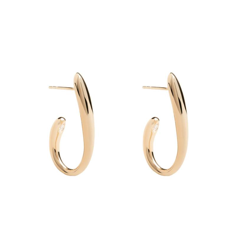 Volta Gold-Plated Silver & White Zirconia Hoop Earrings - AR01-D98 - Pdpaola