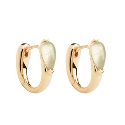 Isla Hoop Earrings in 925/1000 Gold-Plated Silver & Green Prehnite - AR01-E48 - Pdpaola