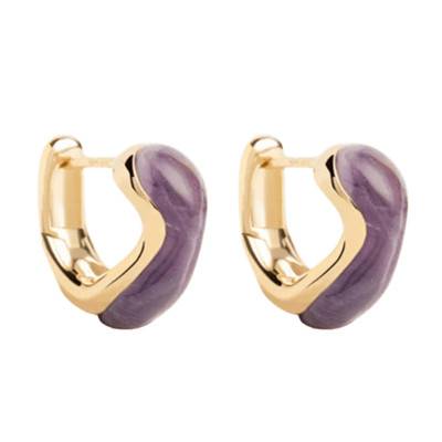 Musa 925/1000 Gold-Plated Silver & Violet Amethyst Hoop Earrings - AR01-D57 - Pdpaola