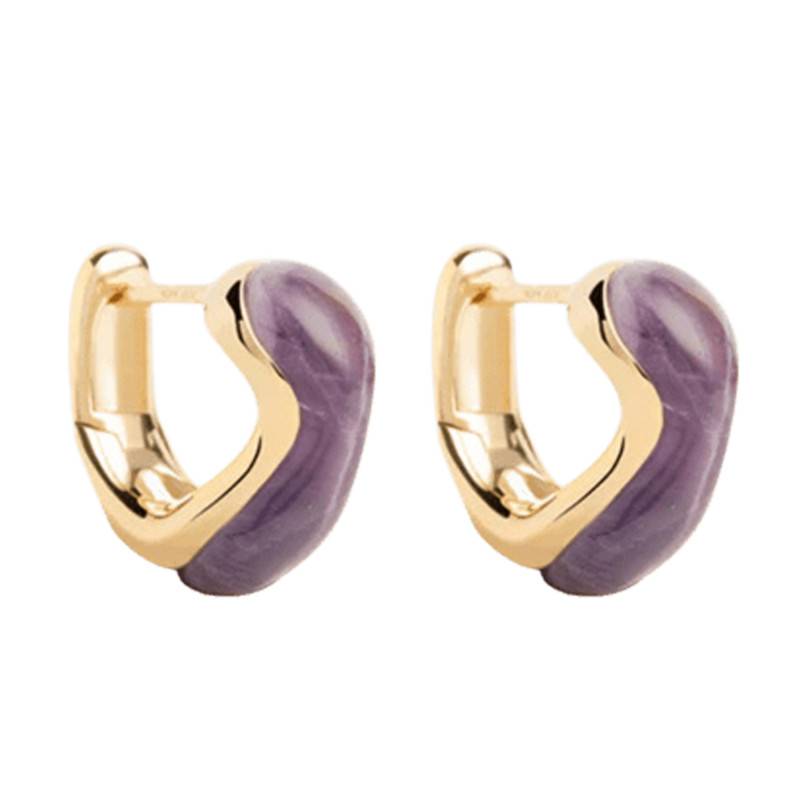 Musa 925/1000 Gold-Plated Silver & Violet Amethyst Hoop Earrings - AR01-D57 - Pdpaola