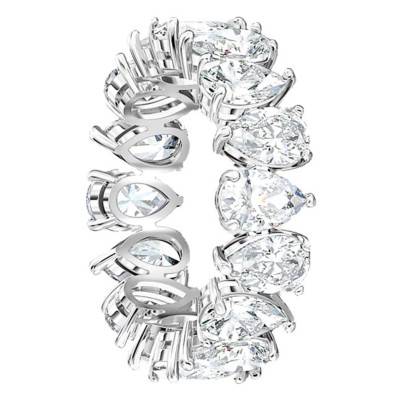 Swarovski Vittore Pear White Rhodium-Plated Metal Ring 5572827 - Swarovski