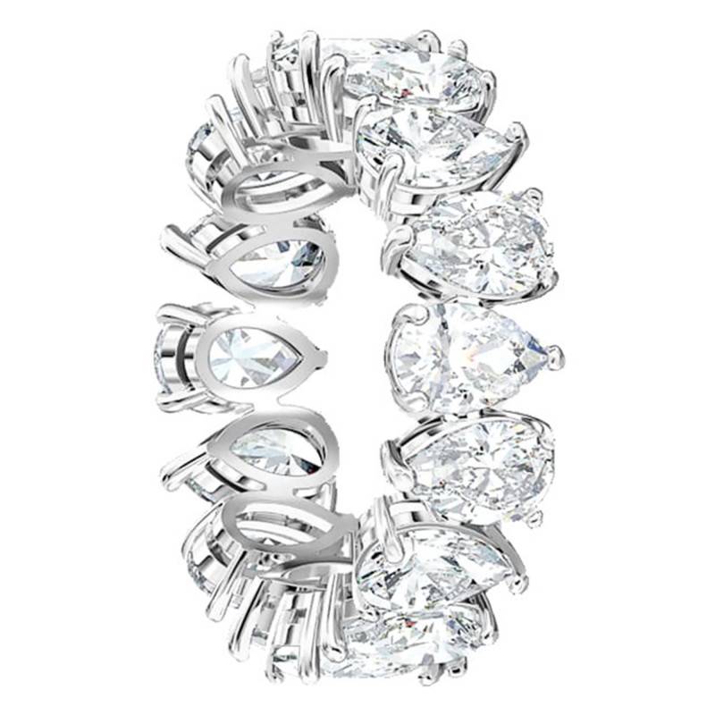 Swarovski Vittore Pear White Rhodium-Plated Metal Ring 5572827 - Swarovski