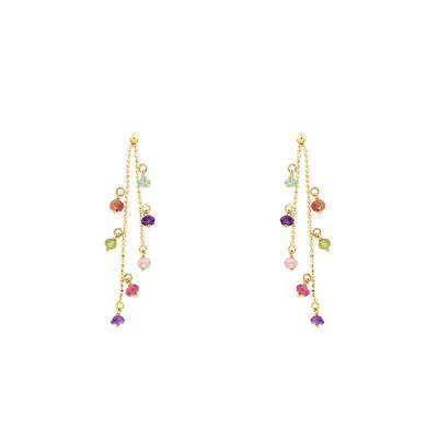 Boucles d'Oreilles Or Jaune Pluie de Pierres Fines - Scarlett or Scarlett