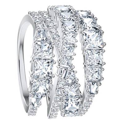 Bague twist wrap, blanc, métal rhodié - 5584656 - Swarovski