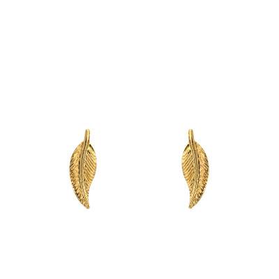 375 Yellow Gold Feather Stud Earrings - Maison Ballet by Scarlett