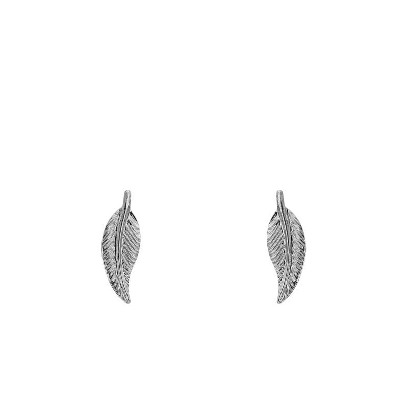 Boucles d'Oreilles Plume en Or Blanc 375 - Maison Ballet by Scarlett