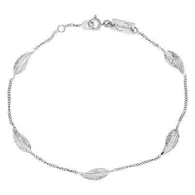Bracelet Plume en Or Blanc 375, Longueur de 17,5 cm à 18 cm - Maison Ballet by Scarlett