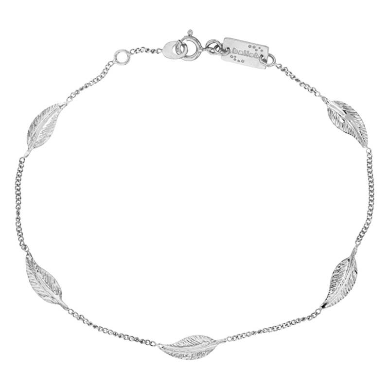 375 White Gold Feather Bracelet, Length 17.5 cm to 18 cm - Maison Ballet by Scarlett