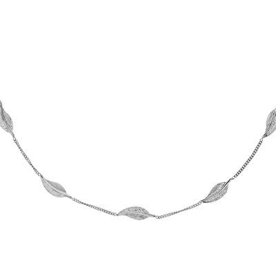 Collier Plumes en Or Blanc 375, Longueur 42 cm - Maison Ballet by Scarlett