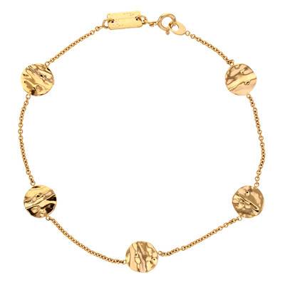 375 Yellow Gold Crinkled Disc Bracelet, 17.5 cm to 18 cm Length - Maison Ballet by Scarlett