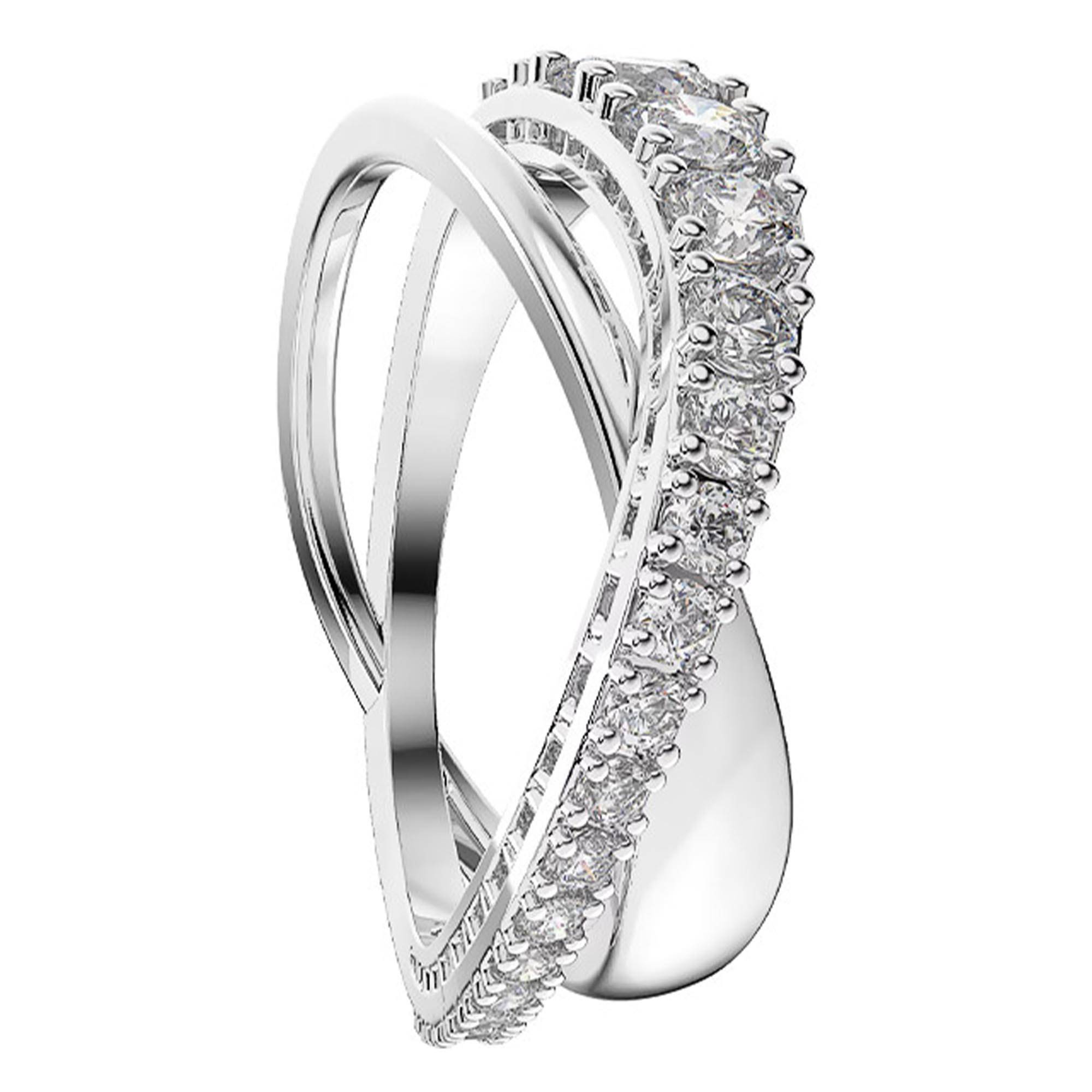 Bague Cristal Blanc Taille 60 En Alliage Argenté - Occasion Bon état