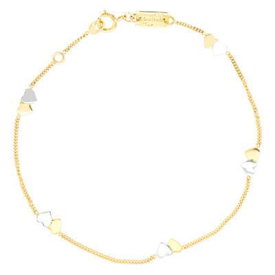 Yellow & White 375/1000 Gold Heart Bracelet, 17.5 cm to 18 cm - Maison Ballet by Scarlett