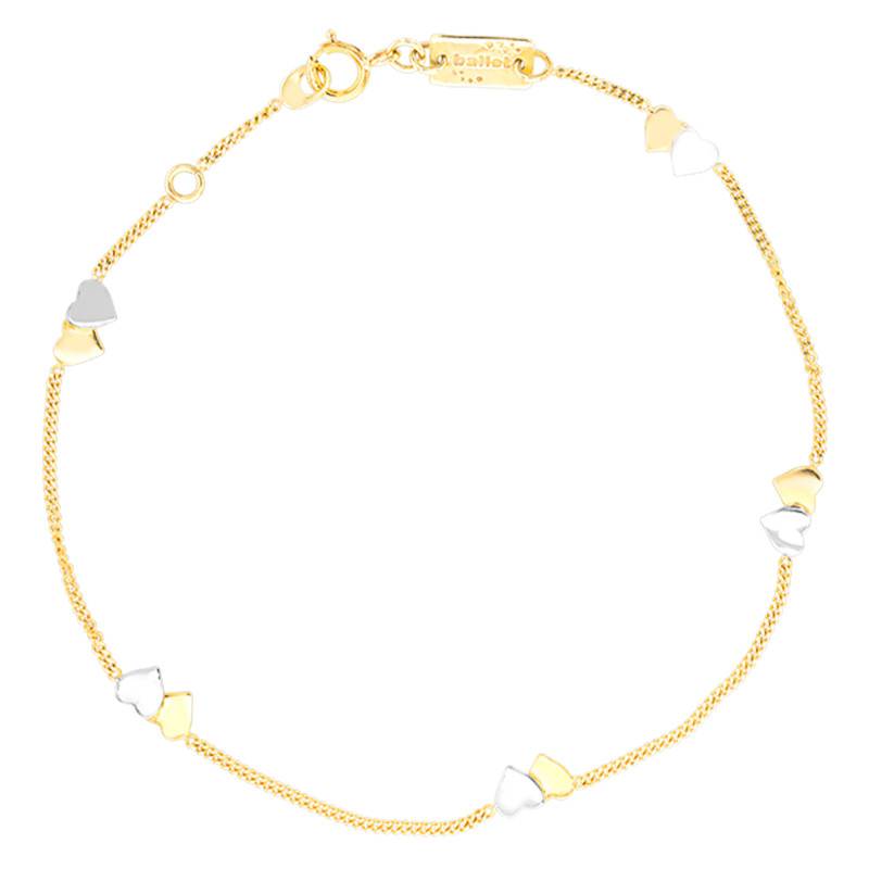 Yellow & White 375/1000 Gold Heart Bracelet, 17.5 cm to 18 cm - Maison Ballet by Scarlett