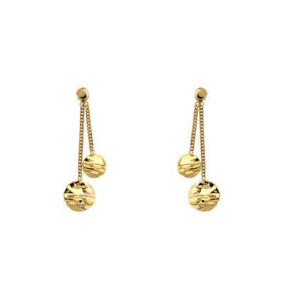 375 Yellow Gold Crinkled Disc Drop Earrings - Maison Ballet by Scarlett