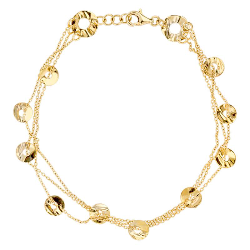 375/1000 Yellow Gold Cutout Trio Disc Bracelet, Length 17.5 cm to 18 cm - Maison Ballet by Scarlett