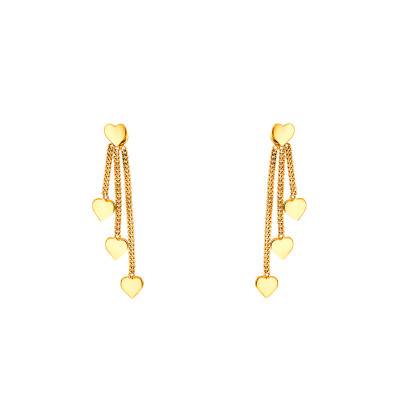 Boucles d'Oreilles Pendentes Coeurs en Or Jaune 375 - Maison Ballet by Scarlett