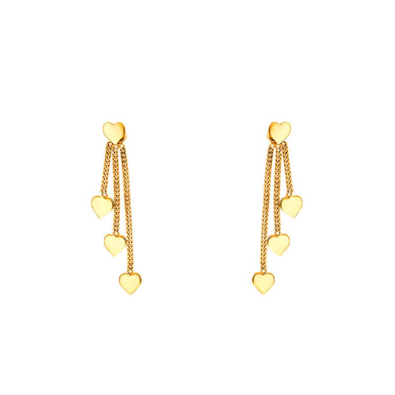 Boucles d'Oreilles Pendentes Coeurs en Or Jaune 375 - Maison Ballet by Scarlett