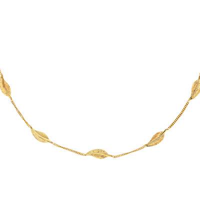 375 Yellow Gold Feather Necklace, 42 cm Length - Maison Ballet by Scarlett