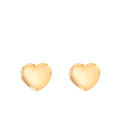 375 Yellow Gold Domed Heart Stud Earrings - Maison Ballet by Scarlett