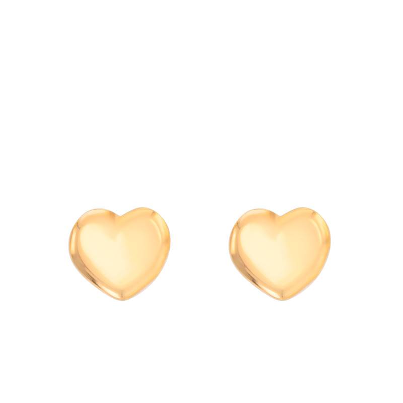 375 Yellow Gold Domed Heart Stud Earrings - Maison Ballet by Scarlett