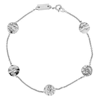375/1000 White Gold Crinkled Disc Bracelet, 18 cm Length - Maison Ballet by Scarlett