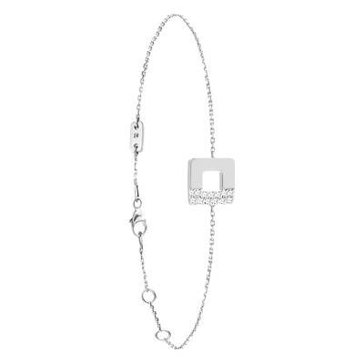 750 White Gold Arty Square Pavé Bracelet with Diamonds 0,07 ct, Length 18 cm - Skalli