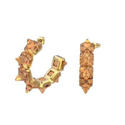 Orange Crystal Huggie Earrings, 4.5 cm Diameter - Swarovski