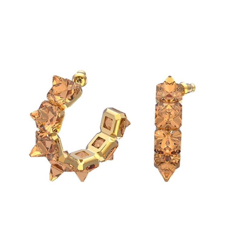 Orange Crystal Huggie Earrings, 4.5 cm Diameter - Swarovski