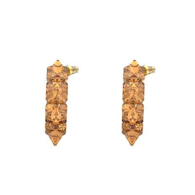 Orange Crystal Huggie Earrings, 4.5 cm Diameter - Swarovski
