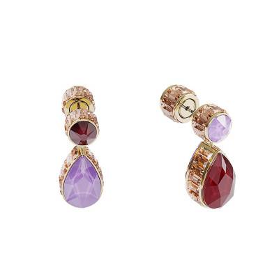 Boucles d'oreilles Orbita mauve et rouge - Swarovski