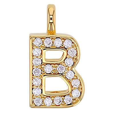 Pendentifs Lettres en Laiton Doré & Oxydes de Zirconium - Emanessence