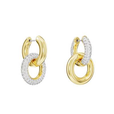Créoles Dextera Double Anneaux Métal Doré & Cristaux Blanc - 5668818 - Swarovski
