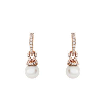 Boucles d'oreilles Originally Métal Doré Rose, Perles & Cristaux Blancs - 5669524 - Swarovski