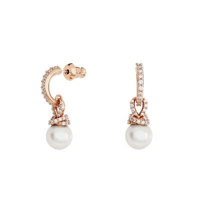 Boucles d'oreilles Originally Métal Doré Rose, Perles & Cristaux Blancs - 5669524 - Swarovski