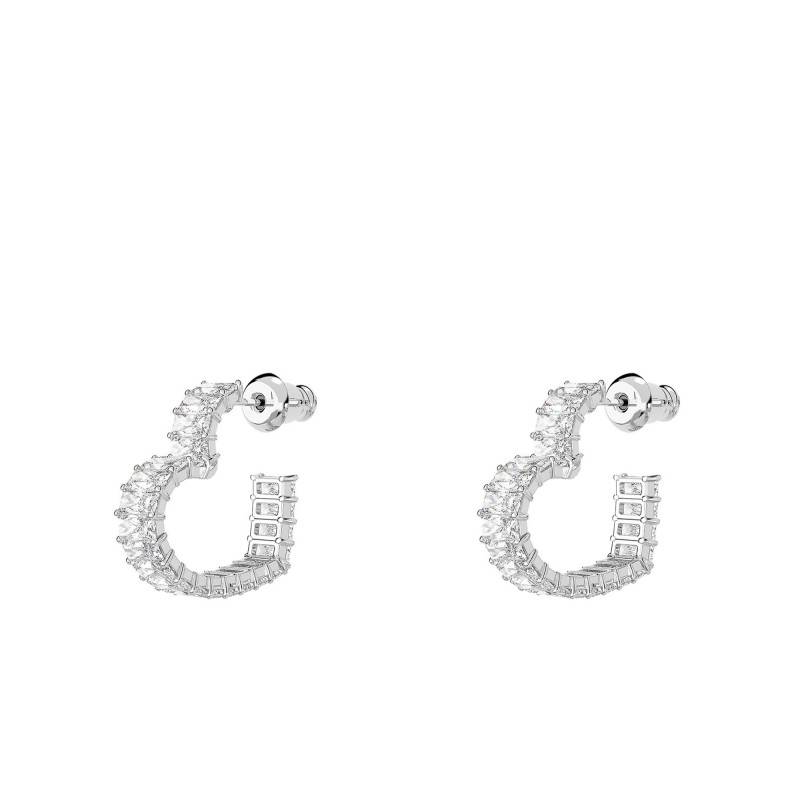 Swarovski Matrix Heart Rhodium-Plated Metal & White Crystal Leverback Earrings - 5653170 - Swarovski