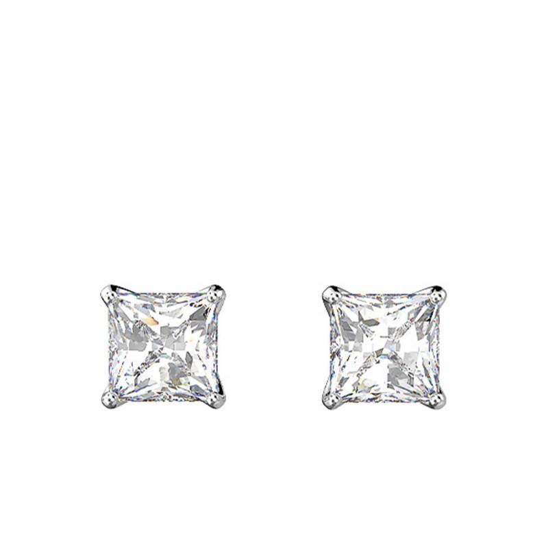 Attract Stud Earrings in Rhodium-Plated Metal & Clear Crystal - 5430365 - Swarovski