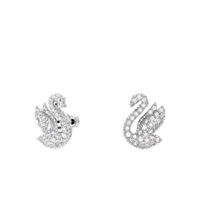 Iconic Swan Swan Stud Earrings in Rhodium-Plated Metal - 5647873 - Swarovski