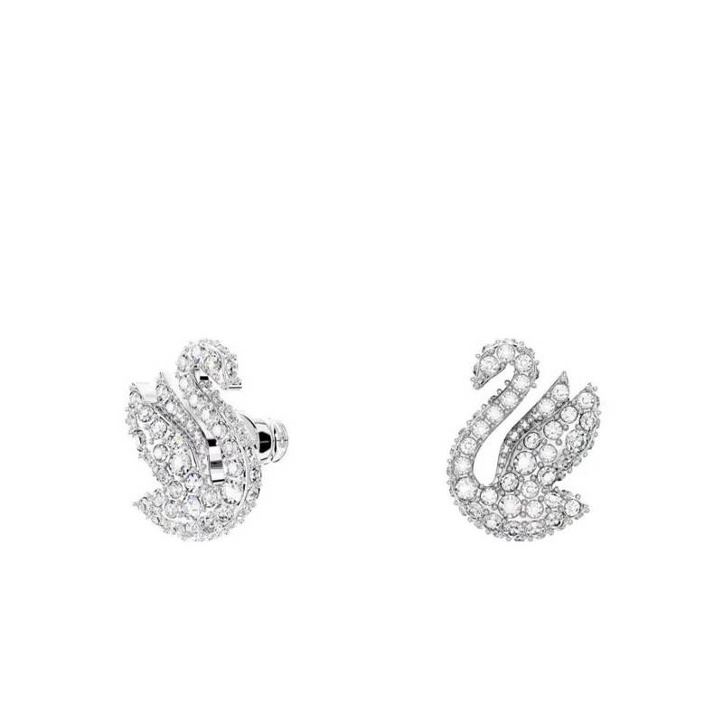 Iconic Swan Swan Stud Earrings in Rhodium-Plated Metal - 5647873 - Swarovski