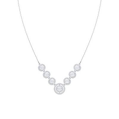 White Rhodium-Plated Metal Sparkling Dance Necklace, Length 38 cm - Swarovski